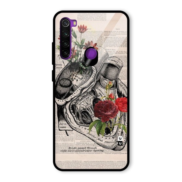 Heart Newspaper Glass Back Case for Redmi Note 8