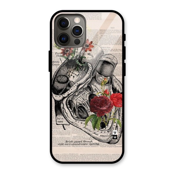 Heart Newspaper Glass Back Case for iPhone 12 Pro
