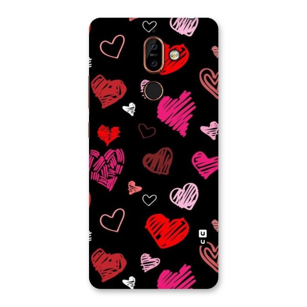 Hearts Art Pattern Back Case for Nokia 7 Plus
