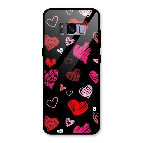 Hearts Art Pattern Glass Back Case for Galaxy S8