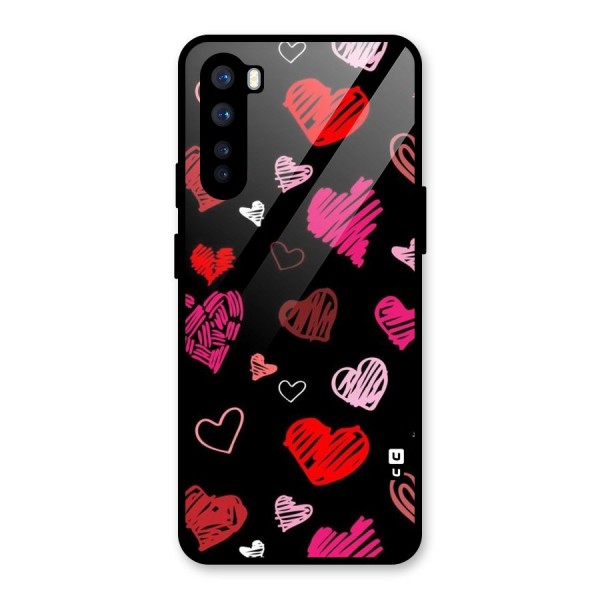Hearts Art Pattern Glass Back Case for OnePlus Nord