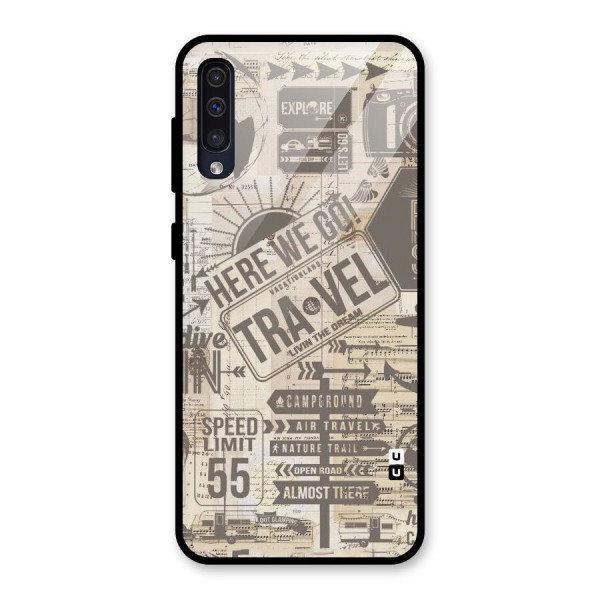 Here We Travel Glass Back Case for Galaxy A30s