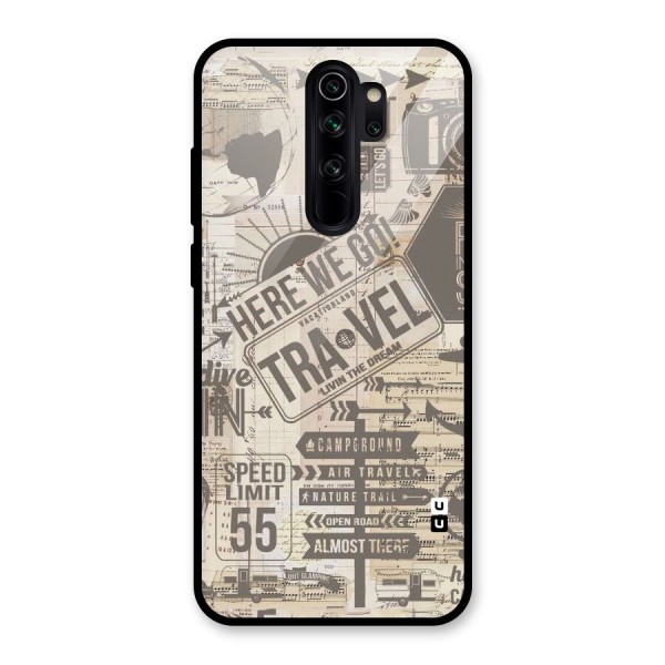 Here We Travel Glass Back Case for Redmi Note 8 Pro