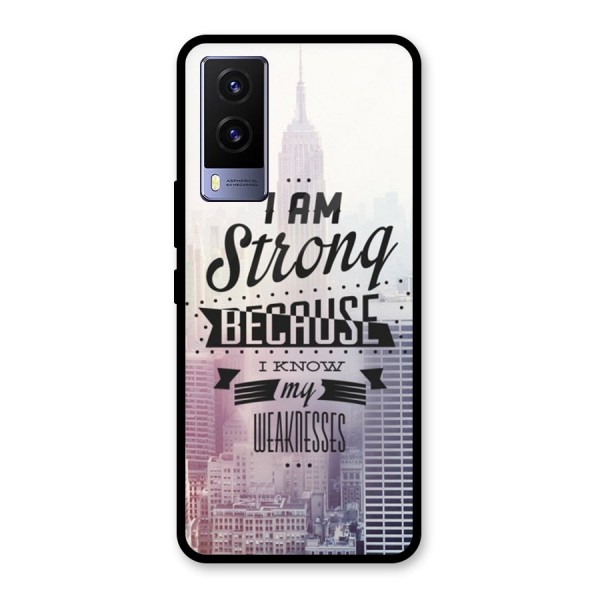 I am Strong Glass Back Case for Vivo V21e 5G