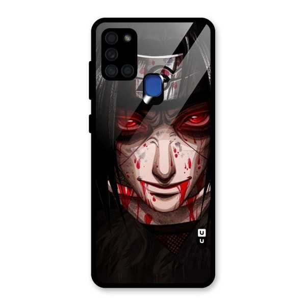 Itachi Uchiha Red Eyes Glass Back Case for Galaxy A21s