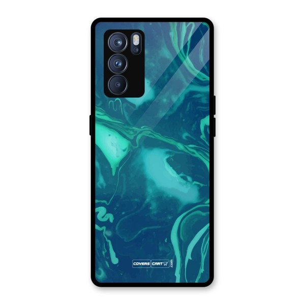 Jazzy Green Marble Texture Glass Back Case for Oppo Reno6 Pro 5G