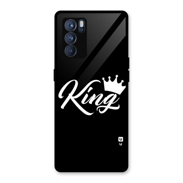King Crown Typography Glass Back Case for Oppo Reno6 Pro 5G
