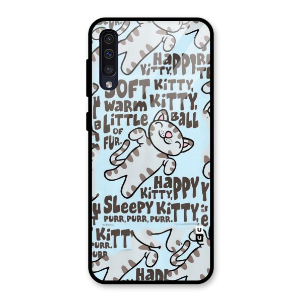 Kitty Pattern Glass Back Case for Galaxy A50