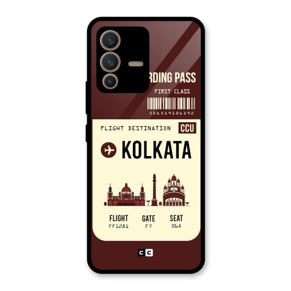 Kolkata Boarding Pass Glass Back Case for Vivo V23 5G