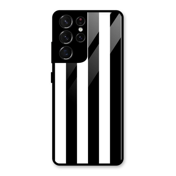 Lavish Black Stripes Glass Back Case for Galaxy S21 Ultra 5G