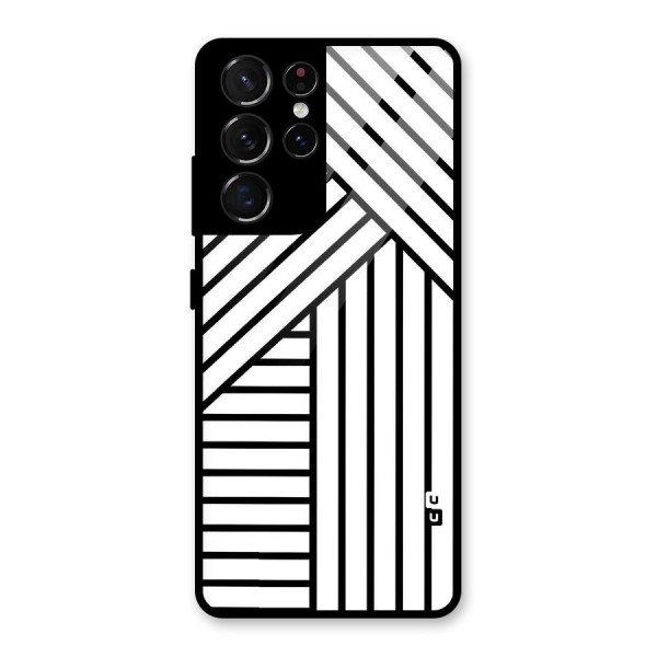 Lines Pattern Stripes Glass Back Case for Galaxy S21 Ultra 5G