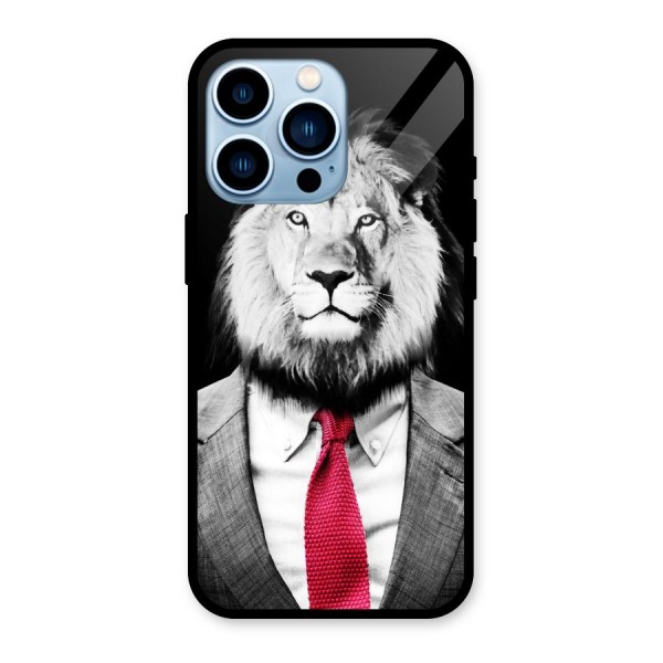 Lion with Red Tie Glass Back Case for iPhone 13 Pro
