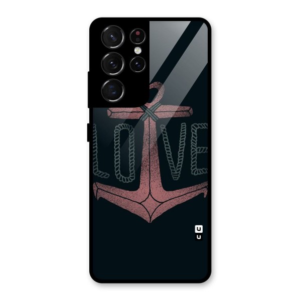 Love Anchor Form Glass Back Case for Galaxy S21 Ultra 5G