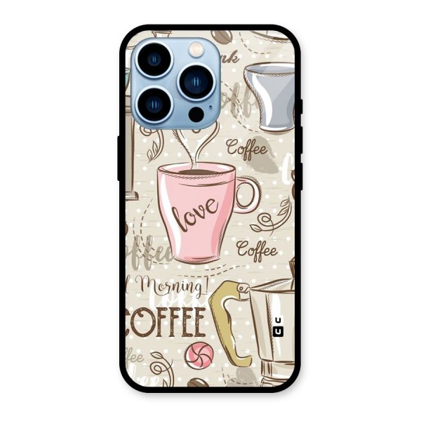 Love Coffee Design Glass Back Case for iPhone 13 Pro