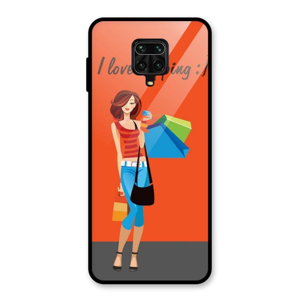 Love Shopping Classy Girl Glass Back Case for Redmi Note 9 Pro