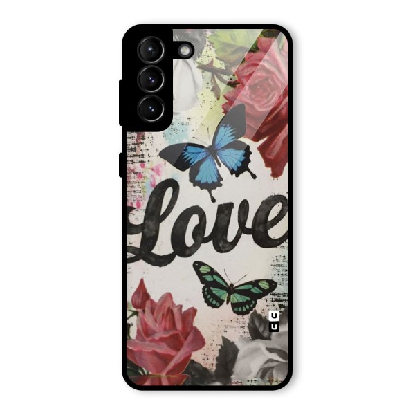 Lovely Butterfly Love Glass Back Case for Galaxy S21 Plus