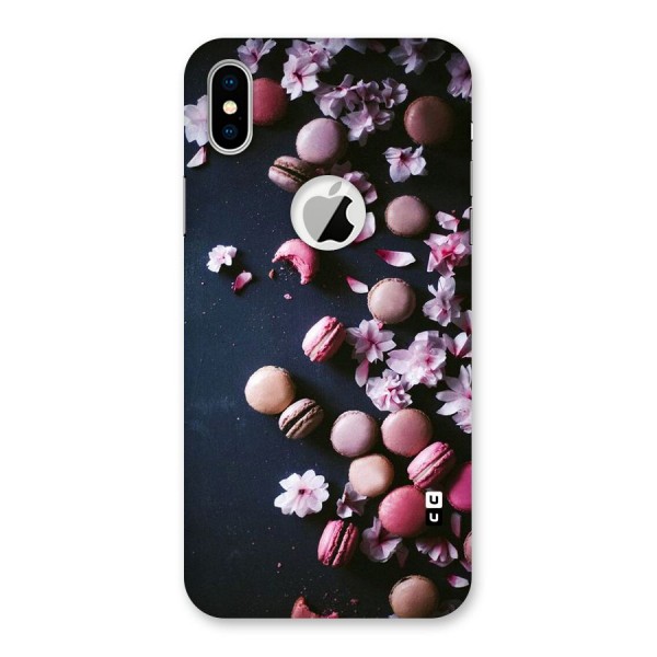 Macaroons And Cheery Blossoms Back Case for iPhone XS Logo Cut