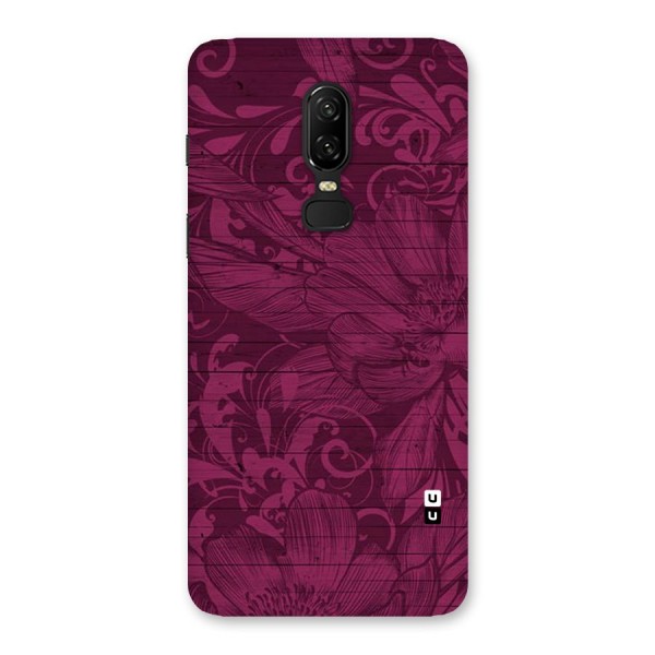 Magenta Floral Pattern Back Case for OnePlus 6