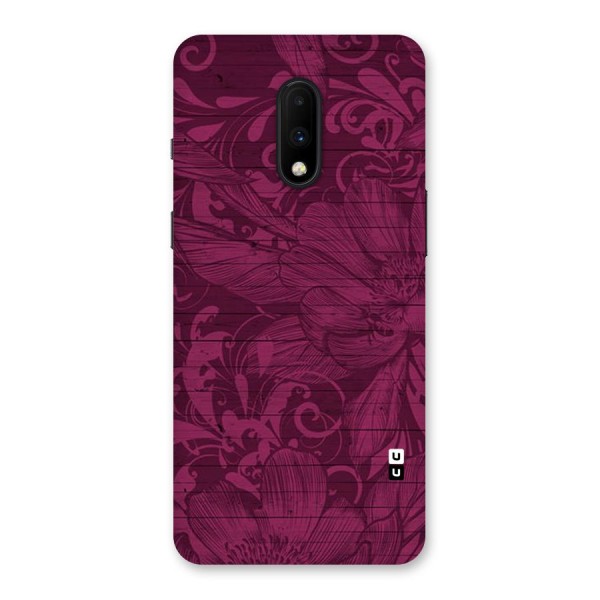 Magenta Floral Pattern Back Case for OnePlus 7