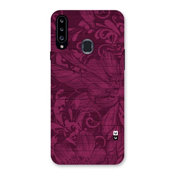 Magenta Floral Pattern Back Case for Samsung Galaxy A20s