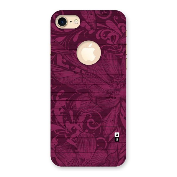 Magenta Floral Pattern Back Case for iPhone 7 Logo Cut