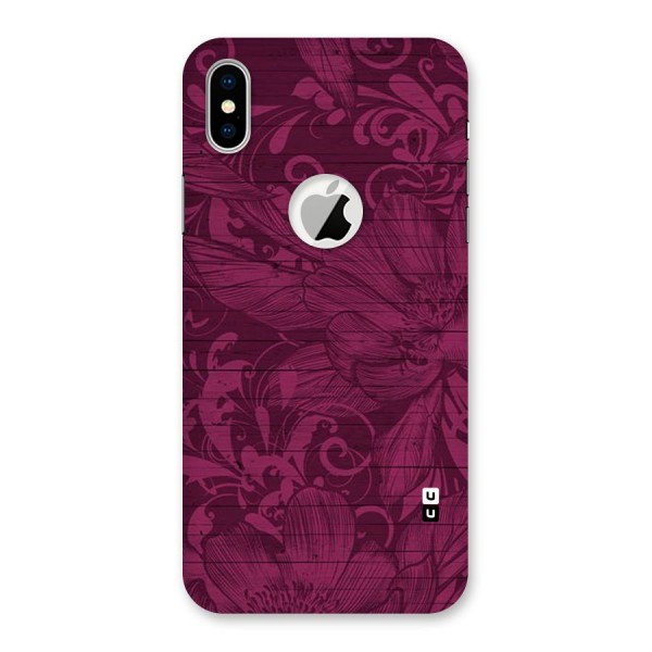 Magenta Floral Pattern Back Case for iPhone X Logo Cut