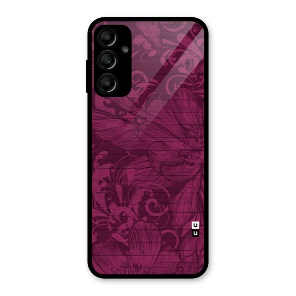 Magenta Floral Pattern Glass Back Case for Galaxy A14 5G