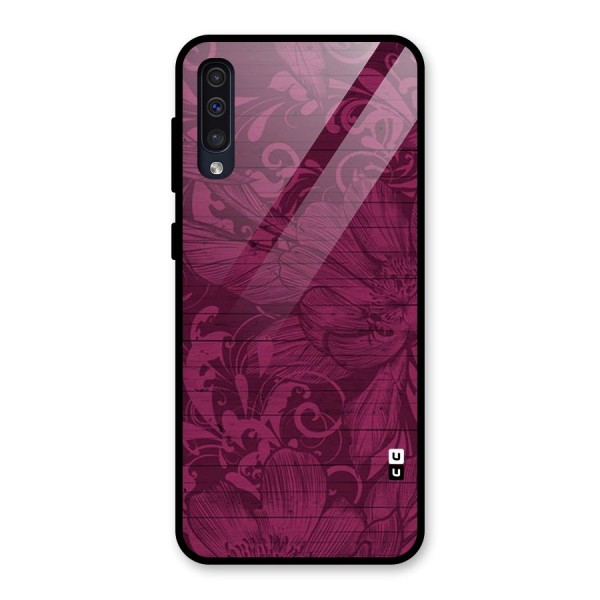 Magenta Floral Pattern Glass Back Case for Galaxy A30s