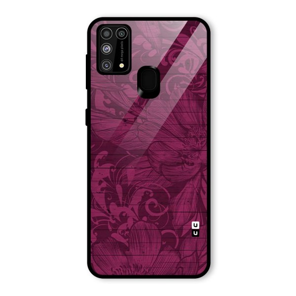 Magenta Floral Pattern Glass Back Case for Galaxy M31
