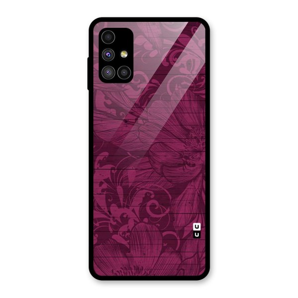 Magenta Floral Pattern Glass Back Case for Galaxy M51