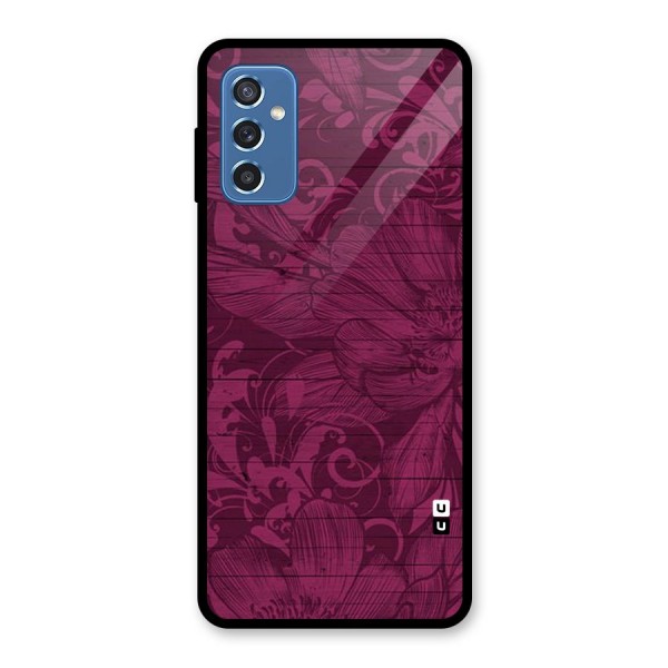 Magenta Floral Pattern Glass Back Case for Galaxy M52 5G