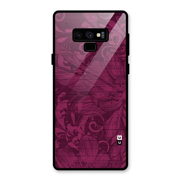Magenta Floral Pattern Glass Back Case for Galaxy Note 9