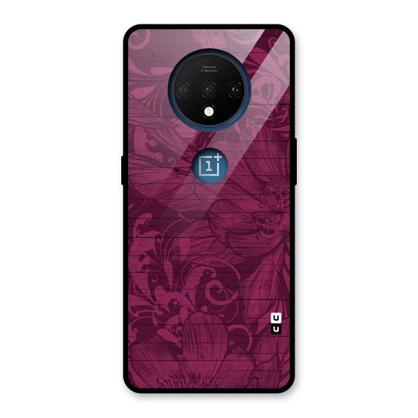 Magenta Floral Pattern Glass Back Case for OnePlus 7T