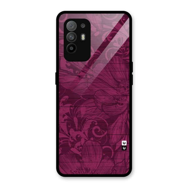 Magenta Floral Pattern Glass Back Case for Oppo F19 Pro Plus 5G