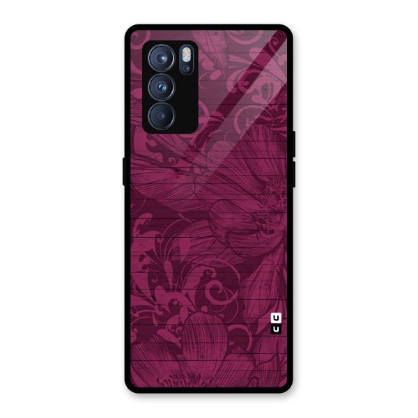 Magenta Floral Pattern Glass Back Case for Oppo Reno6 Pro 5G