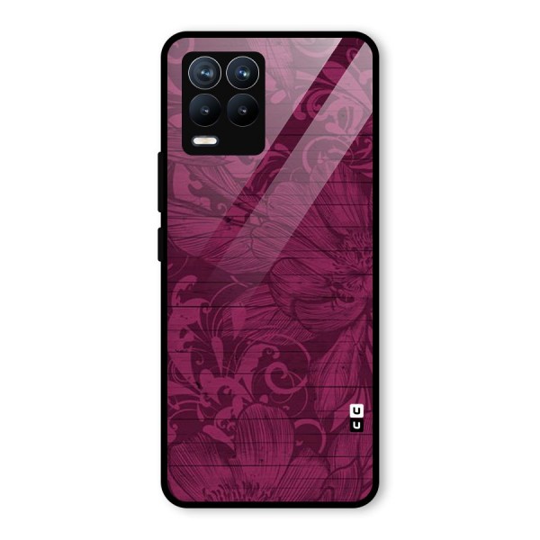 Magenta Floral Pattern Glass Back Case for Realme 8