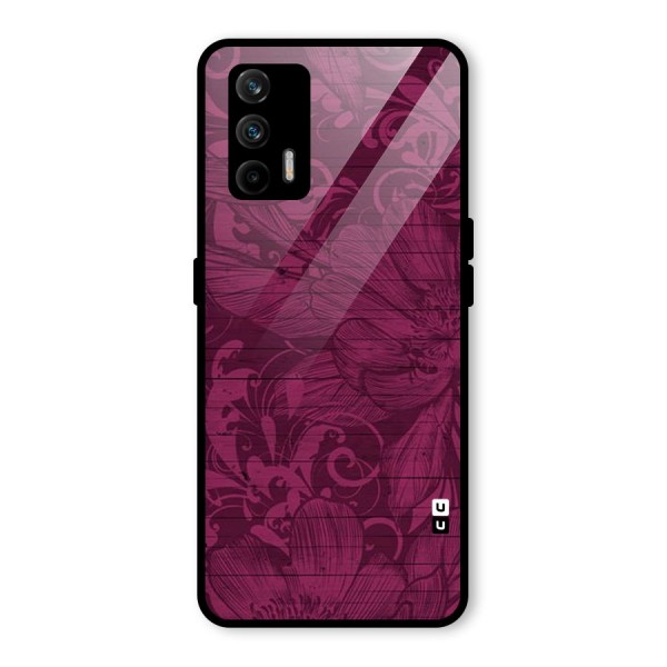 Magenta Floral Pattern Glass Back Case for Realme X7 Max