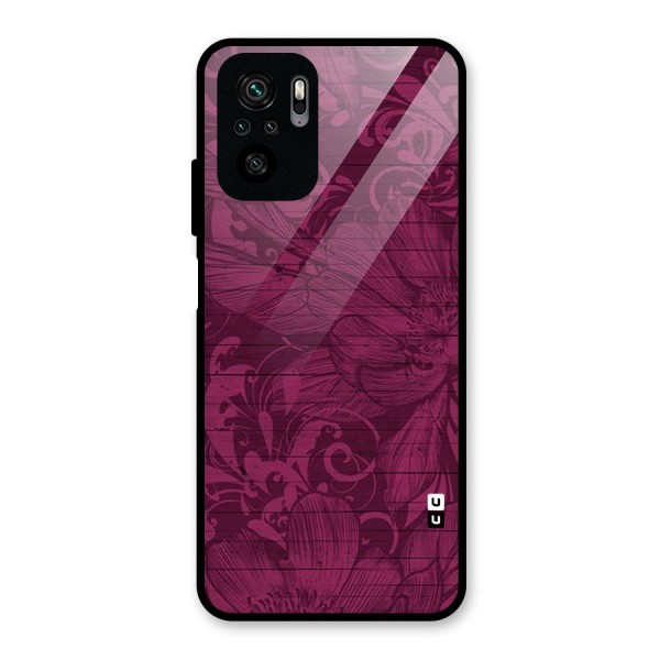 Magenta Floral Pattern Glass Back Case for Redmi Note 10