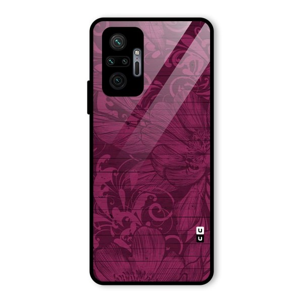 Magenta Floral Pattern Glass Back Case for Redmi Note 10 Pro