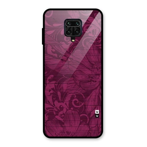 Magenta Floral Pattern Glass Back Case for Redmi Note 9 Pro Max