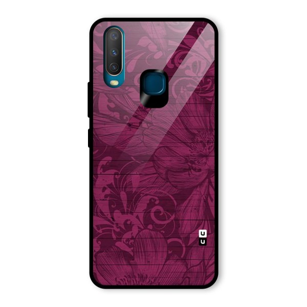 Magenta Floral Pattern Glass Back Case for Vivo Y15