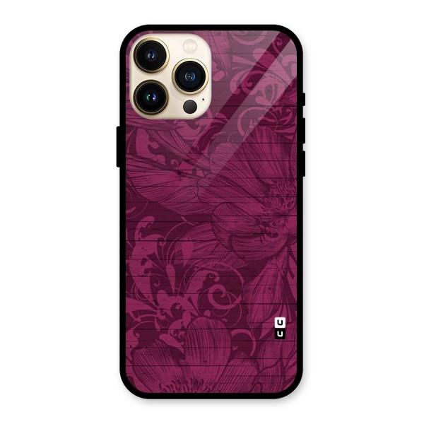Magenta Floral Pattern Glass Back Case for iPhone 13 Pro Max