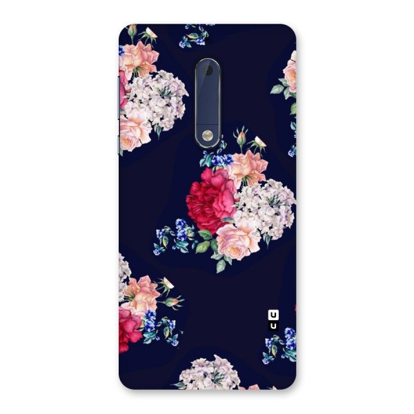 Magenta Peach Floral Back Case for Nokia 5