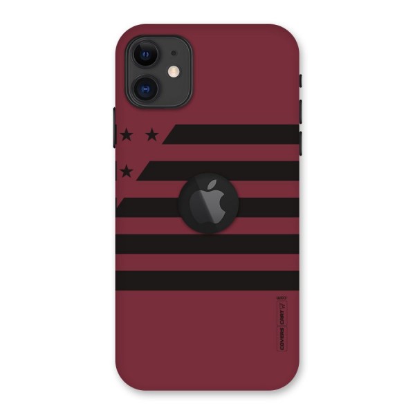 Maroon Star Striped Back Case for iPhone 11 Logo Cut