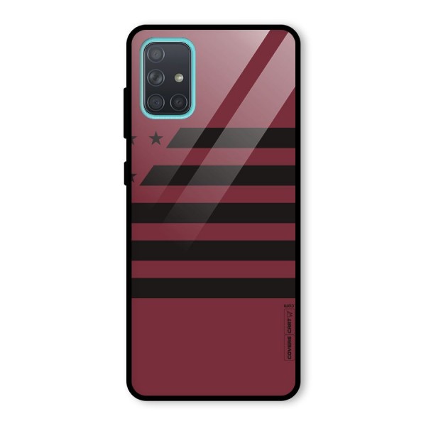 Maroon Star Striped Glass Back Case for Galaxy A71
