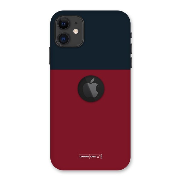 Maroon and Navy Blue Back Case for iPhone 11 Logo Cut
