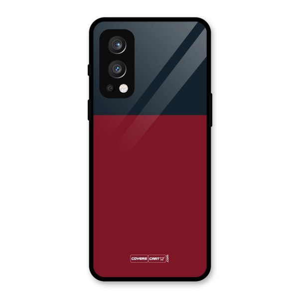 Maroon and Navy Blue Glass Back Case for OnePlus Nord 2 5G