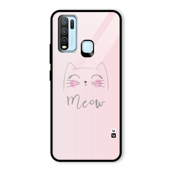 Meow Pink Glass Back Case for Vivo Y30