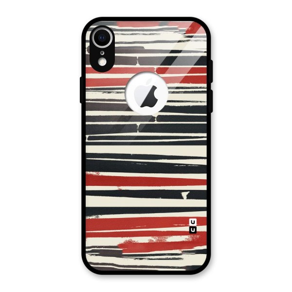 Messy Vintage Stripes Glass Back Case for iPhone XR Logo Cut