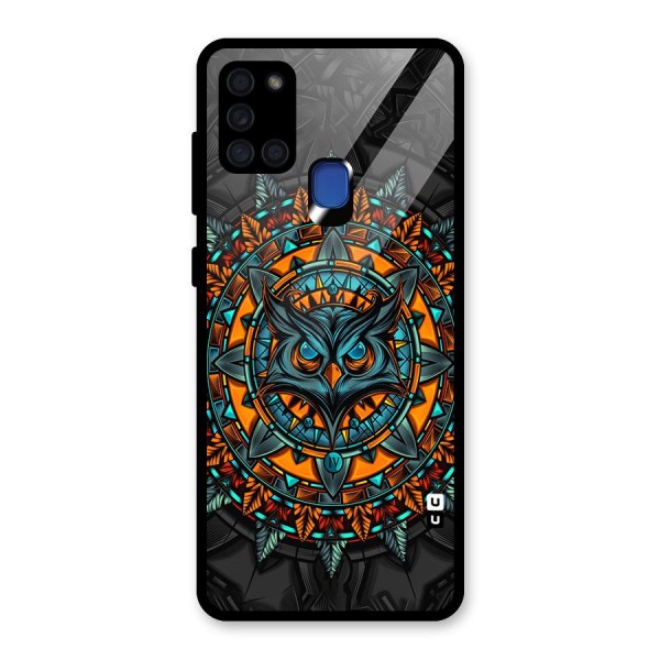 Mighty Owl Artwork Glass Back Case for Galaxy A21s